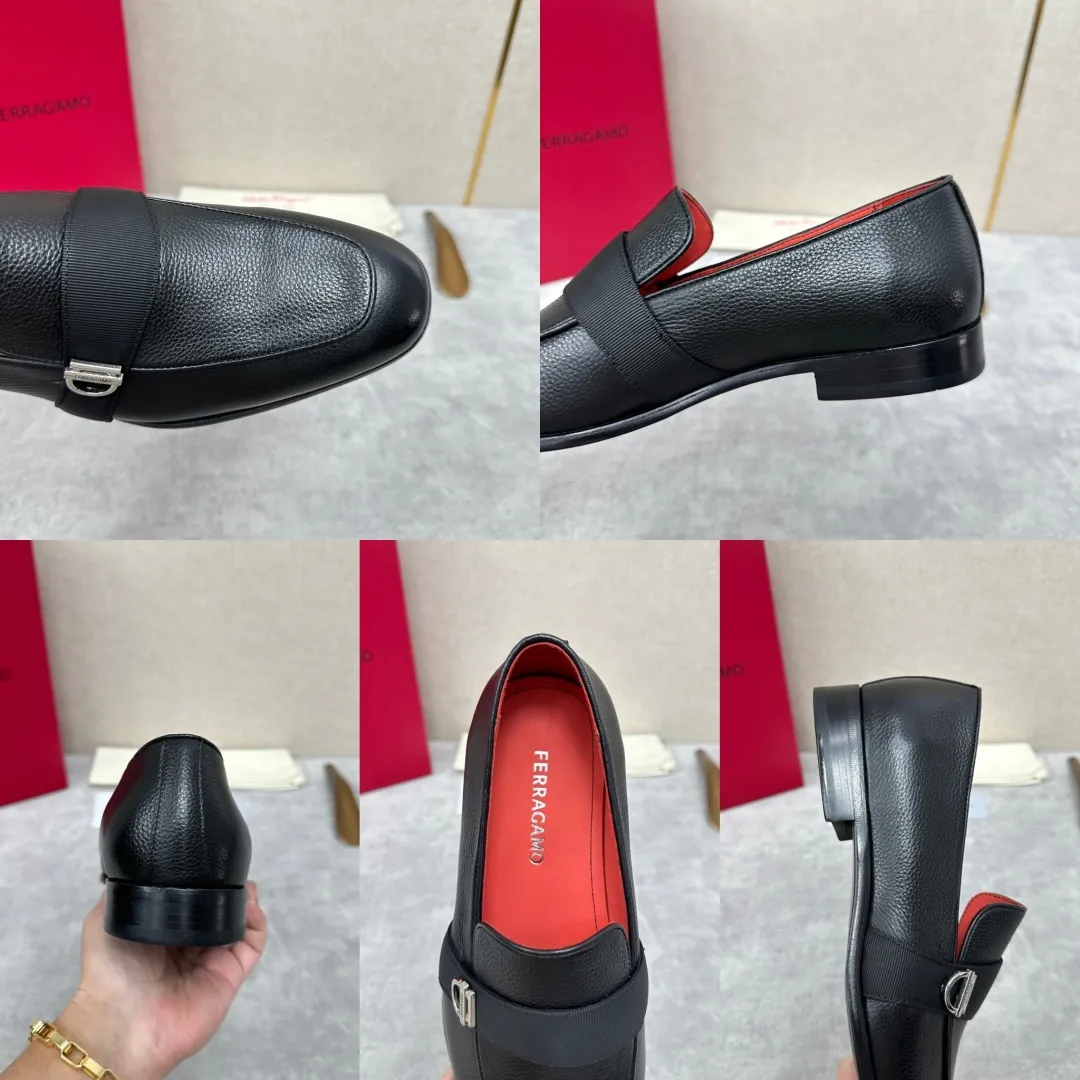 [Ferragamo] Top P: 960💰 Number of yards: 39~44 (38.45.46. Custom-made, non-refundable) Ferragamo** counters synchronize new models of men's loafers that can be worn casually or formally. The classic shape embodies the fashionable charm of formal wear, and the newly designed proportions are more modern. These loafers are made of imported open-edge beaded cowhide/fine calfskin/cow suede material. The upper is decorated with webbing, and the side is privately molded with silver Gancini buckles. The double stitching details add to the fashionable charm. Adopting a special "Original" structure and going through multiple processes, the soles are almost entirely handmade. Unique processing technology demonstrates exquisite craftsmanship. The original privately modeled genuine leather outsole is paired with a personalized rubber backing. It is comfortable, non-slip and wear-resistant. It can be worn as a slip-on. Exquisite hand-stitching. The workmanship is as fine as that of a store. The original color calfskin lining is sweat-absorbent, anti-odor, comfortable and breathable. The heel is also decorated with a rubber patch to perfectly improve the grip performance.
